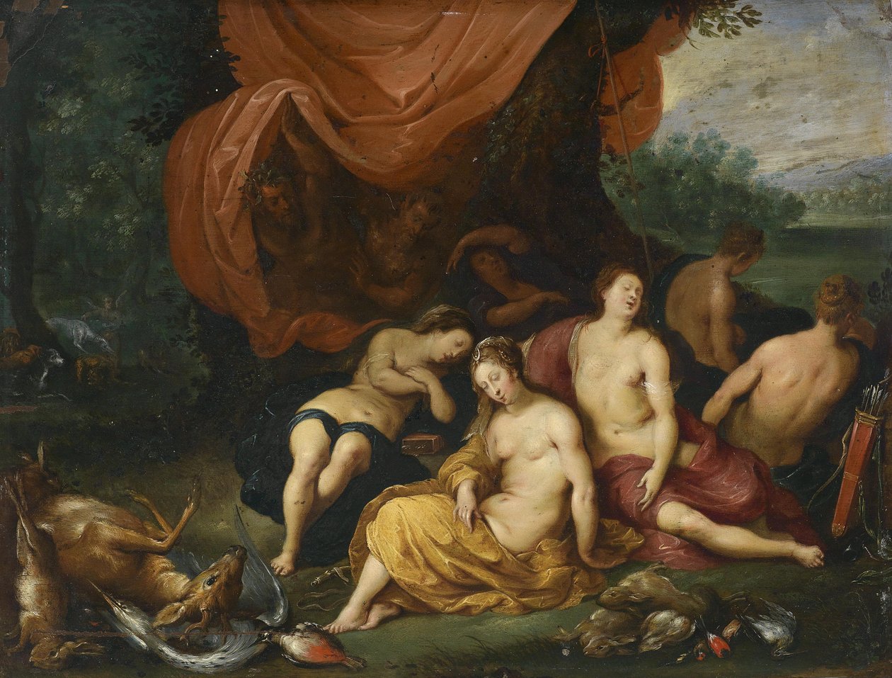 Diane et ses nymphes après la chasse, observées par des satyres - Jan Brueghel the Younger