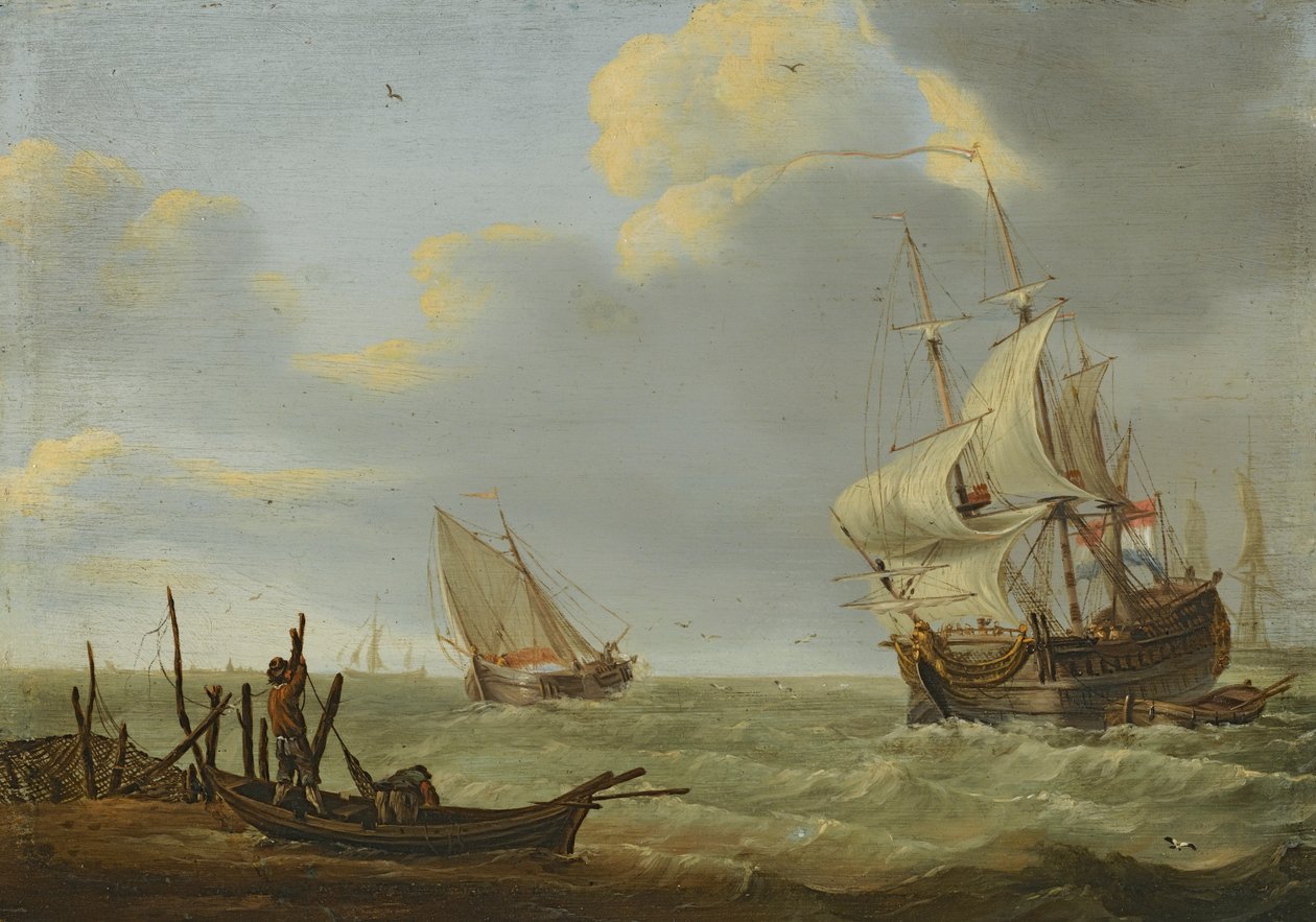 Navires dans une brise - Jan Claesz Rietschoof