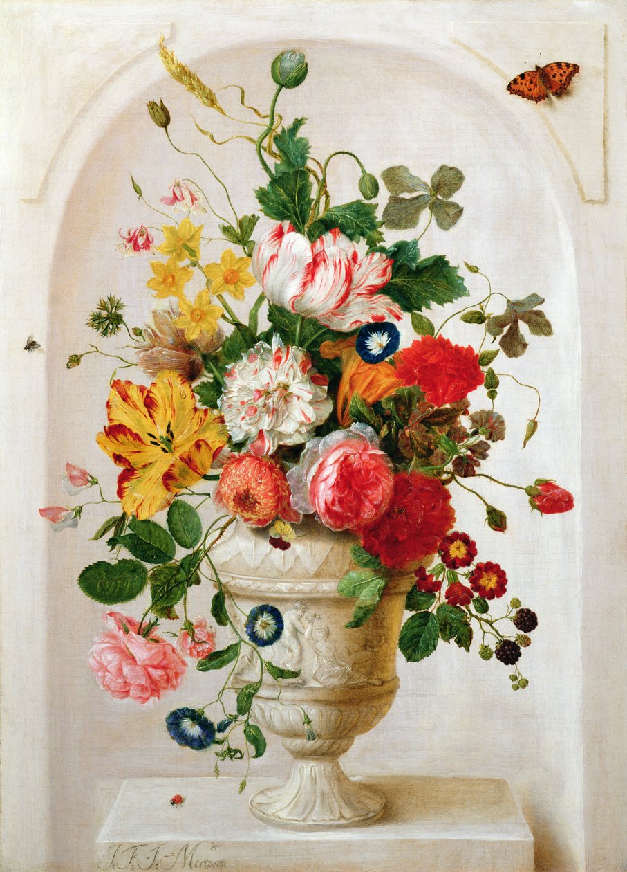 Une urne de fleurs dans une alcôve - Jan Frans Josephus Mertens