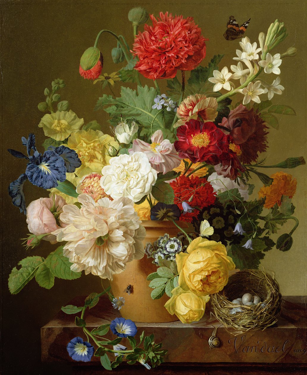 Nature morte de fleurs sur un rebord de marbre, 1800-01 - Jan Frans van Dael