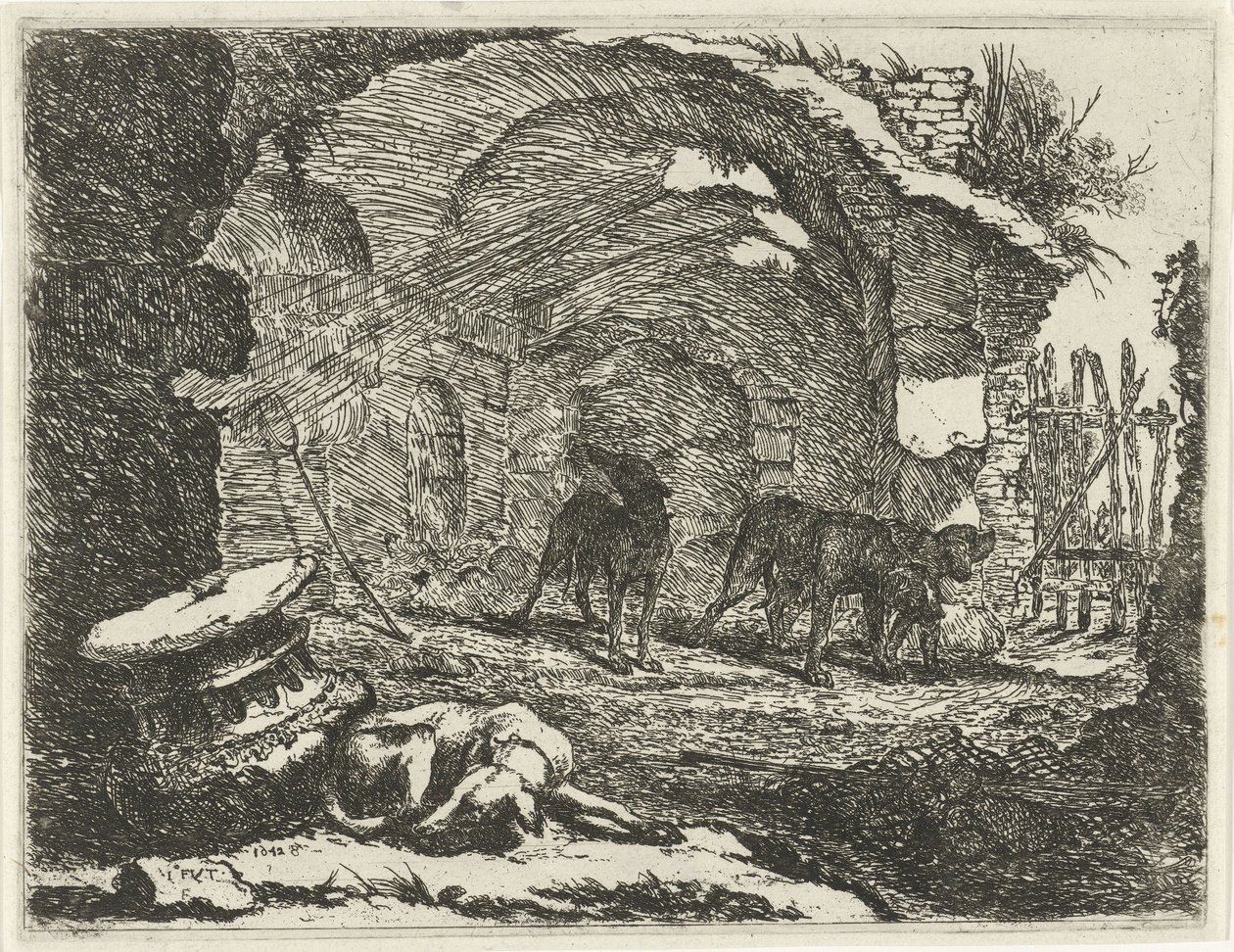 Quatre chiens à une ruine - Jan Fyt
