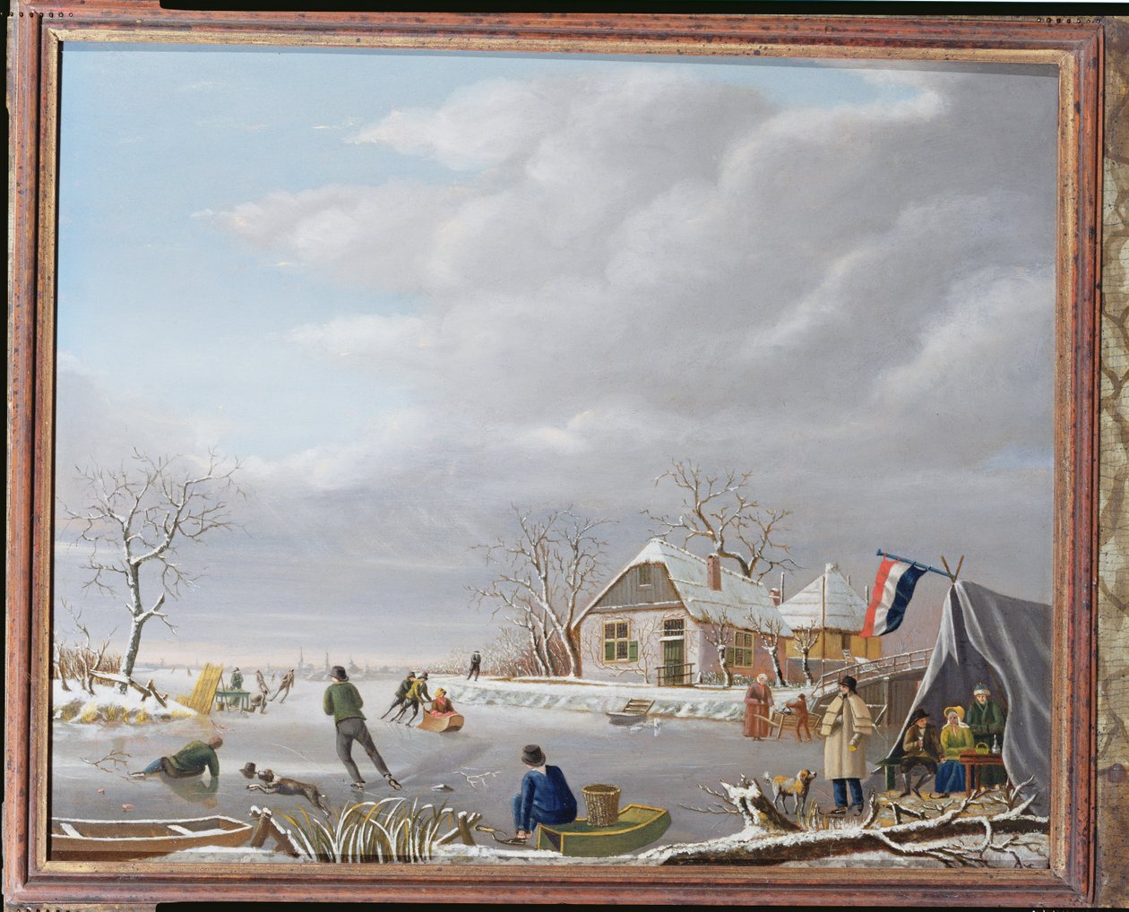 Patineurs dans un paysage d