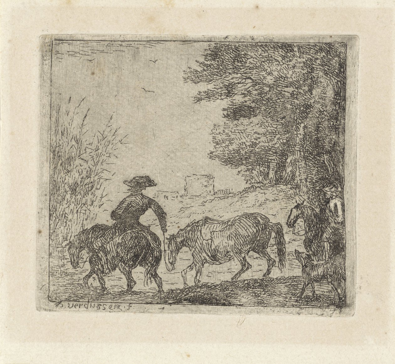 Cavaliers avec chevaux à un gué - Jan Peeter Verdussen