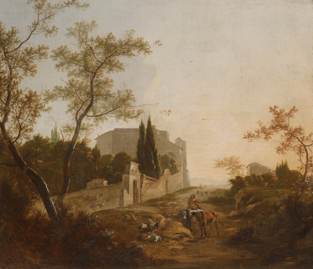 Paysage avec un cavalier près d