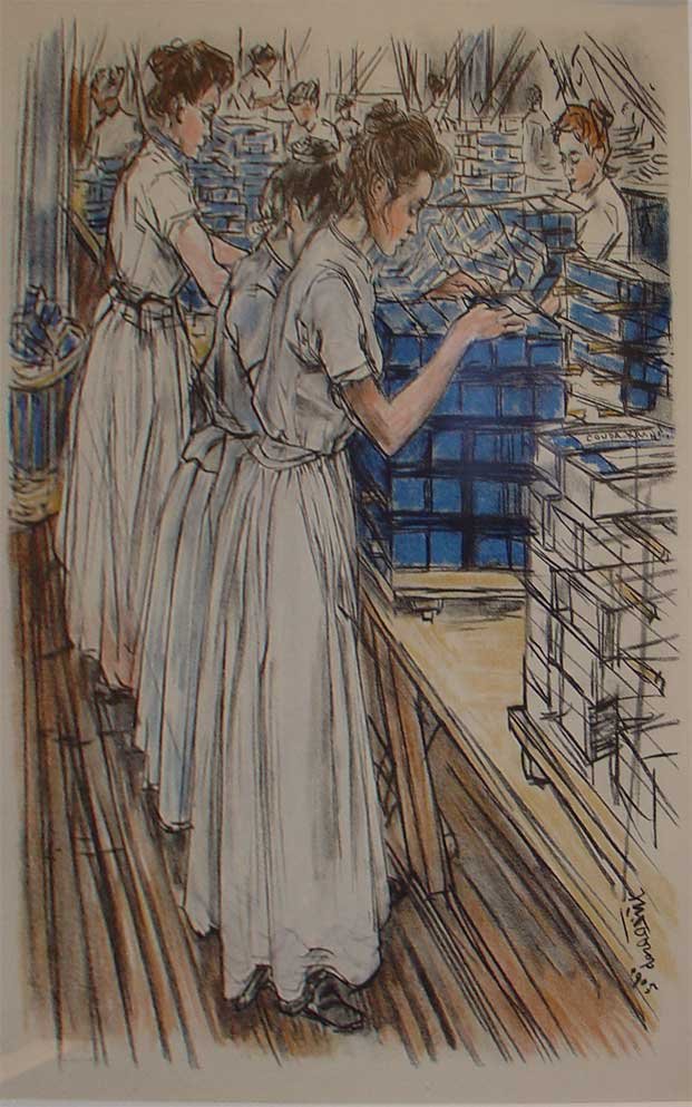 Emballeurs dans une fabrique de bougies - Jan Toorop