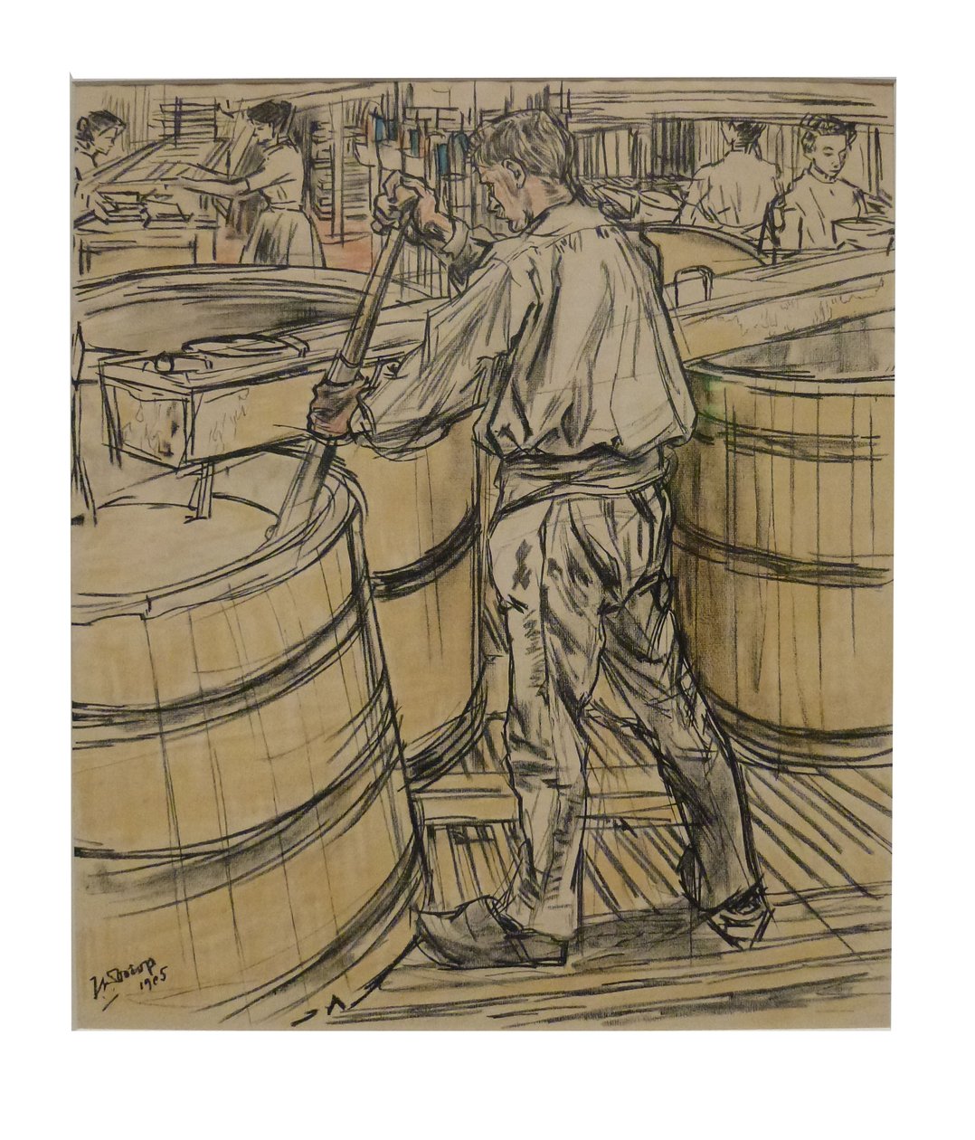 Cuve de brassage 1 des 12 lithographies que Toorop a faites sur la fabrication des bougies - Jan Toorop