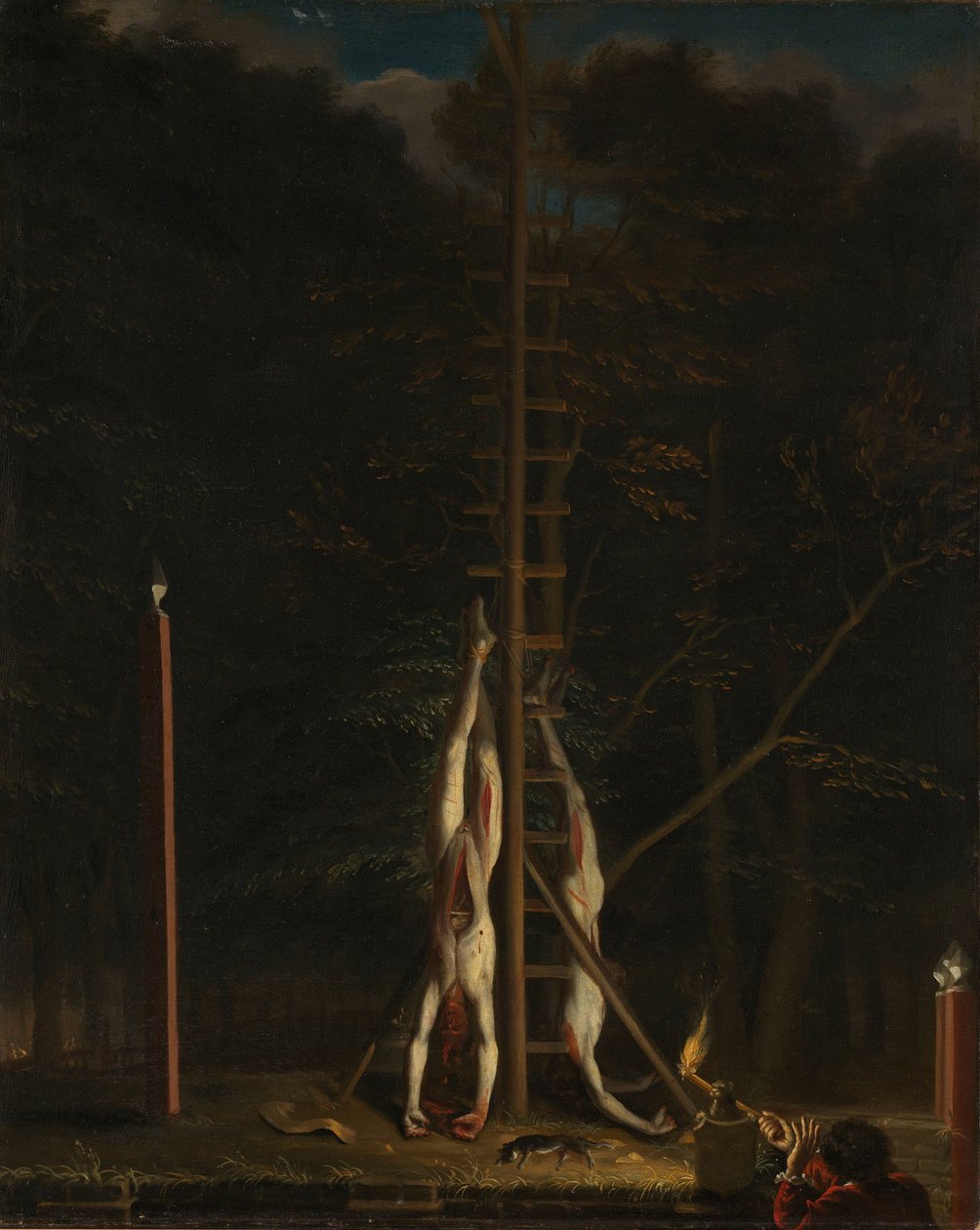 Les cadavres des frères De Witt, sur le Groene Zoodje au Lange Vijverberg à La Haye, 20 août 1672 - Jan de Baen