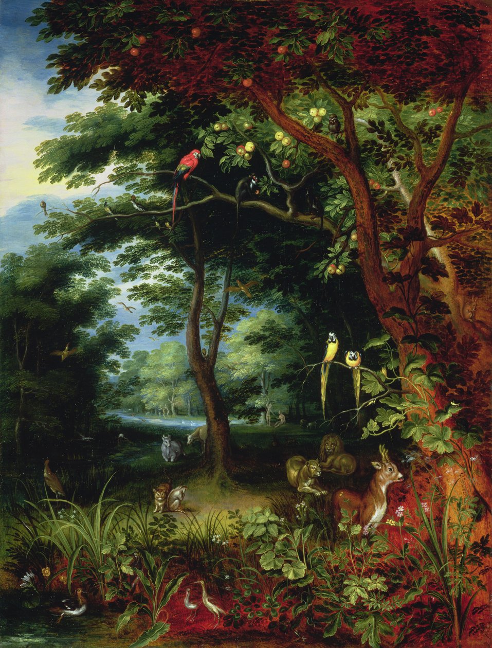 Scène de Paradis avec Adam et Ève (panneau) - Jan Brueghel the Younger