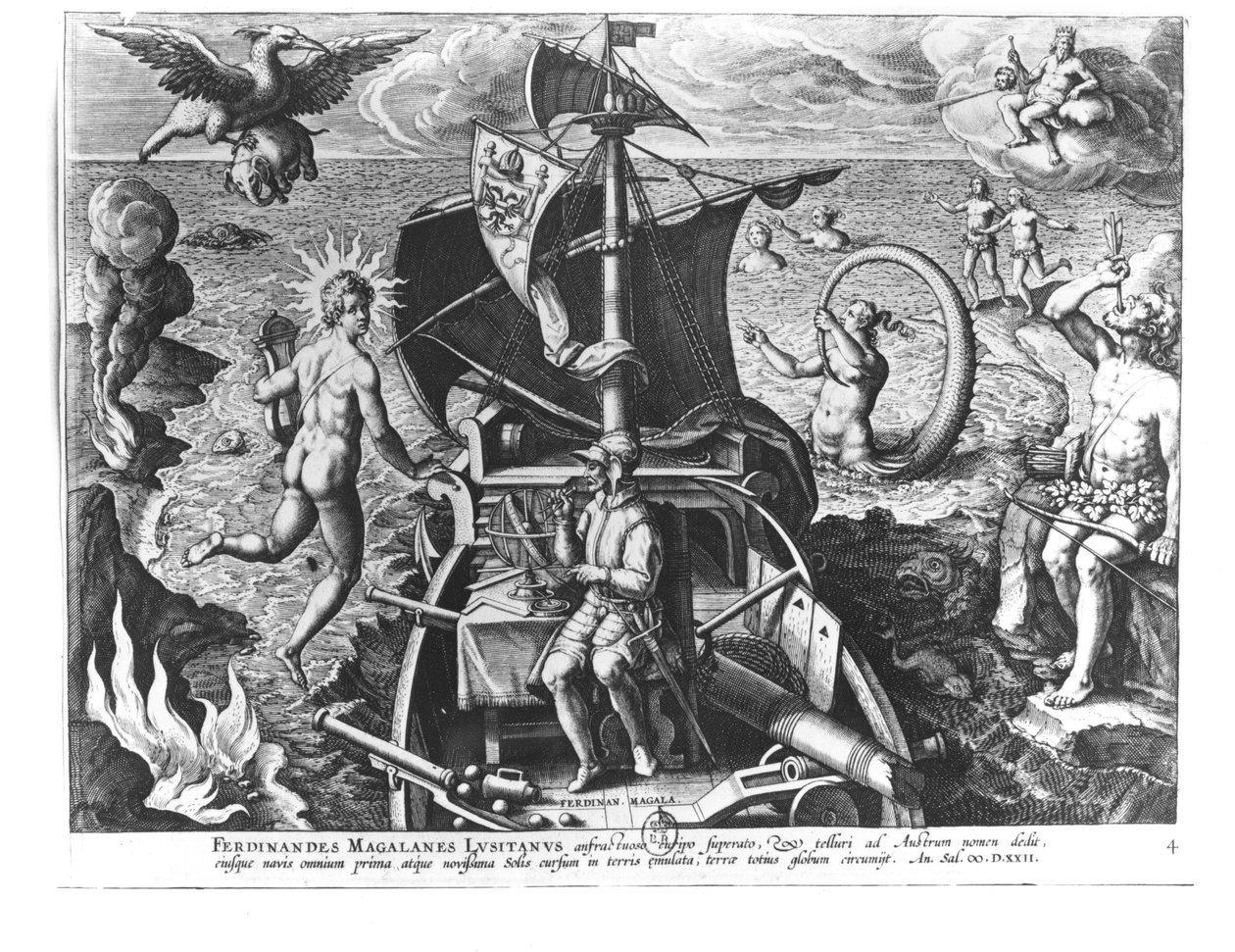 Ferdinand Magellan (c.1480-1521) à bord de sa caravelle, 1522 - Jan van der Straet