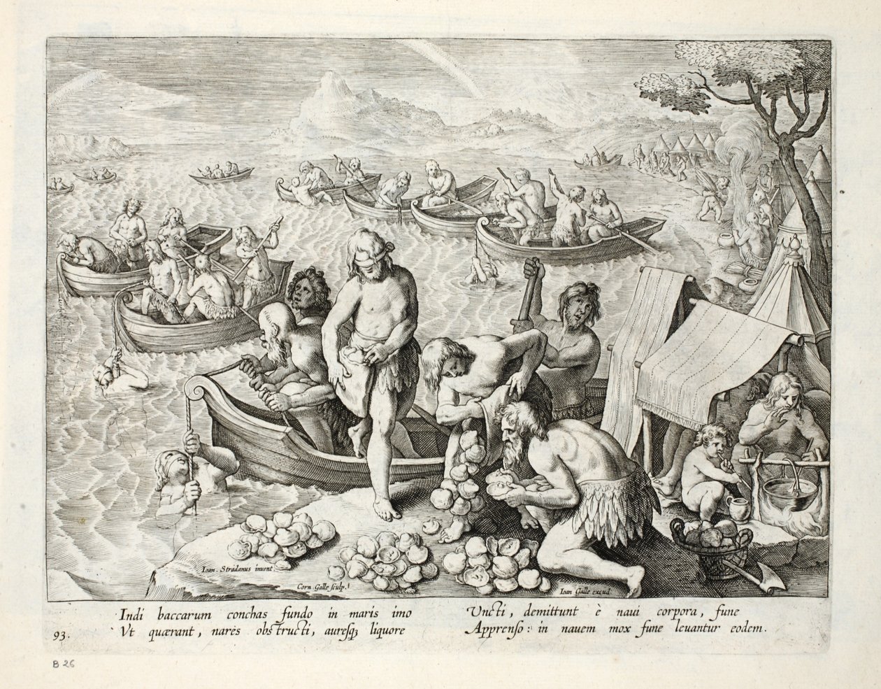 Indiens plongeant pour des perles, planche 93, illustration de 