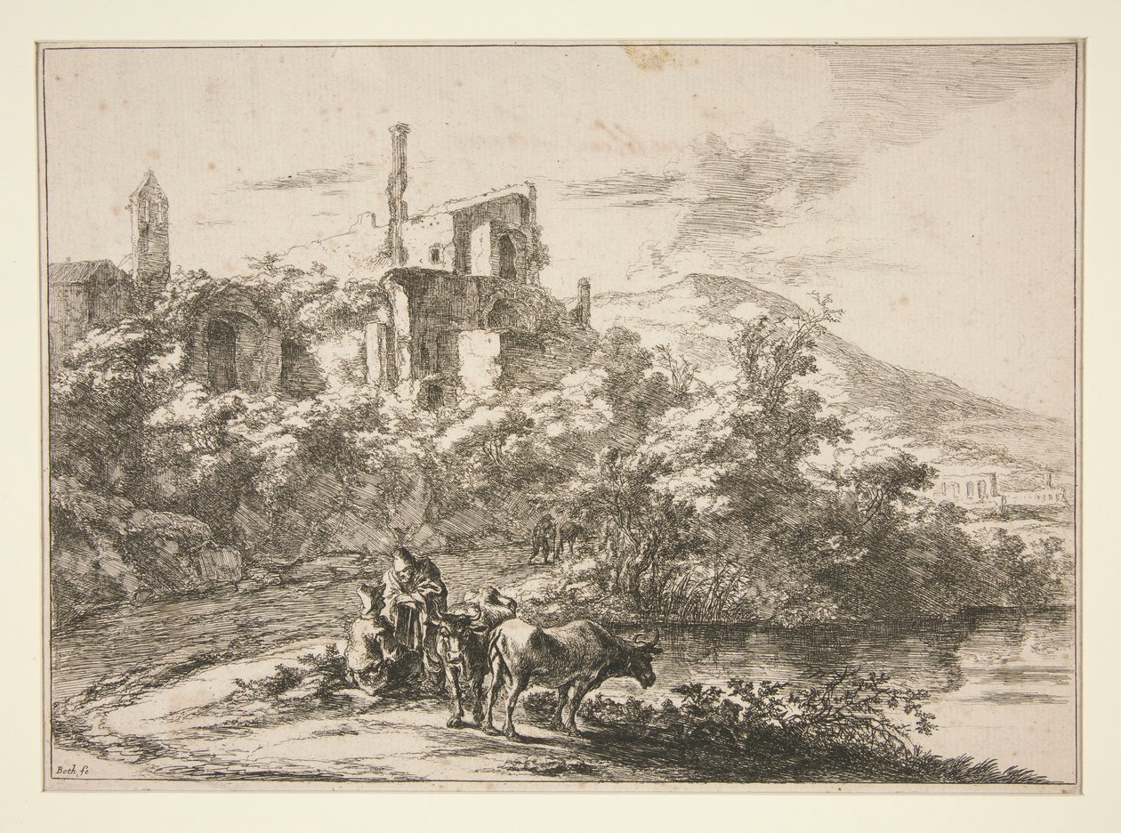 Les deux vaches près de la rivière, Tivoli - Jan Both