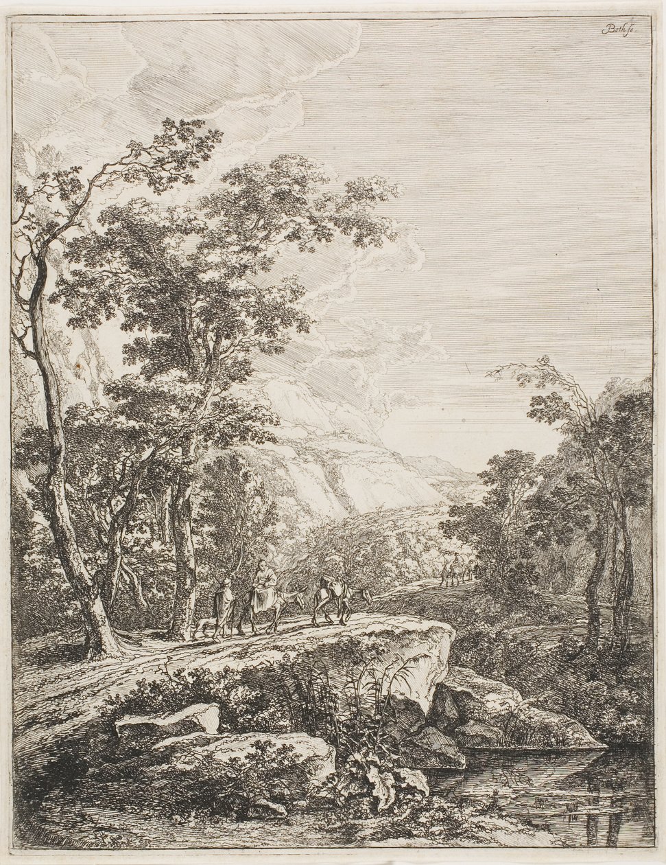 Paysages italiens debout : Femme à la mule - Jan Both