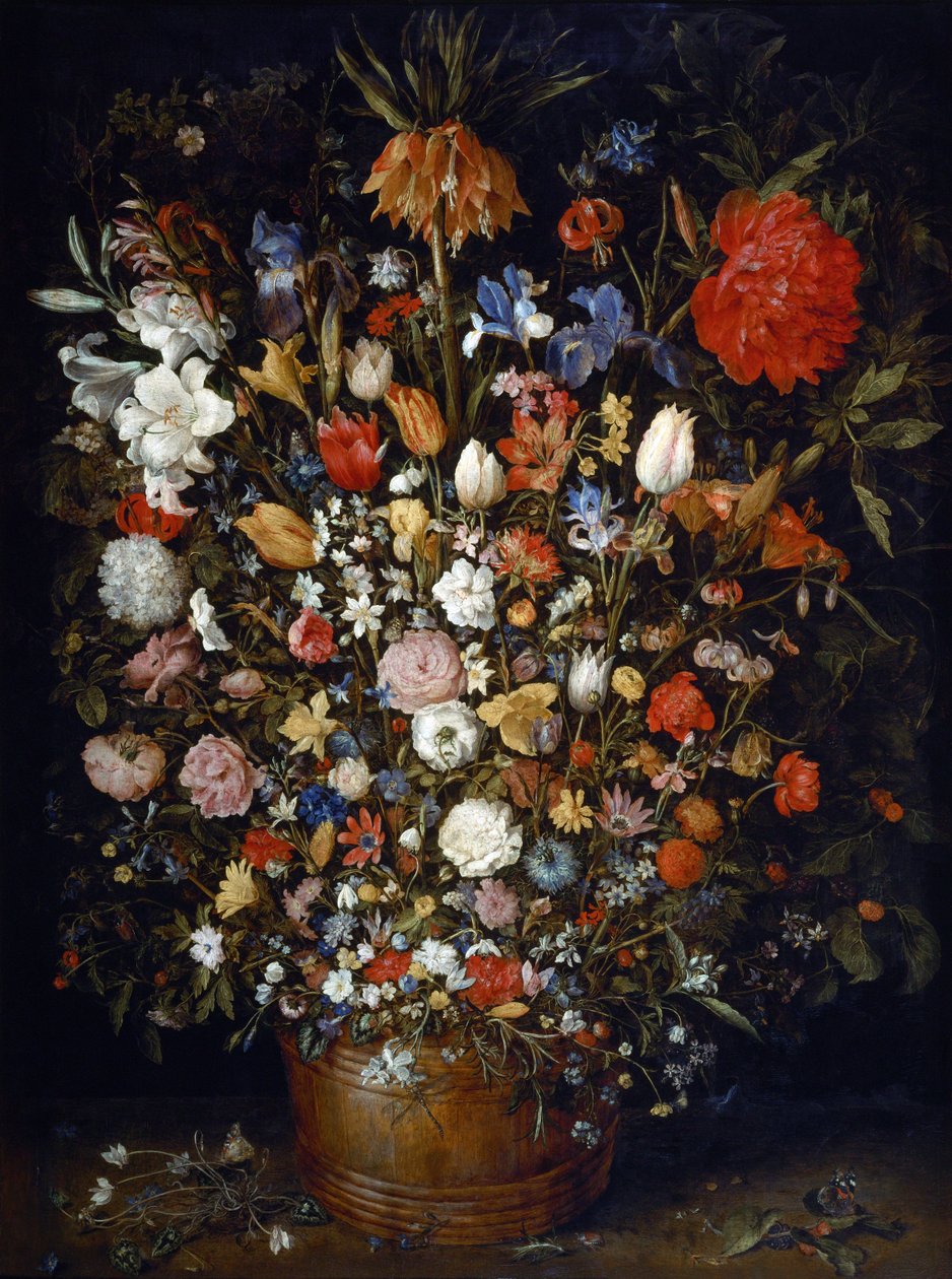 Fleurs dans un vase en bois - Jan Brueghel the Elder