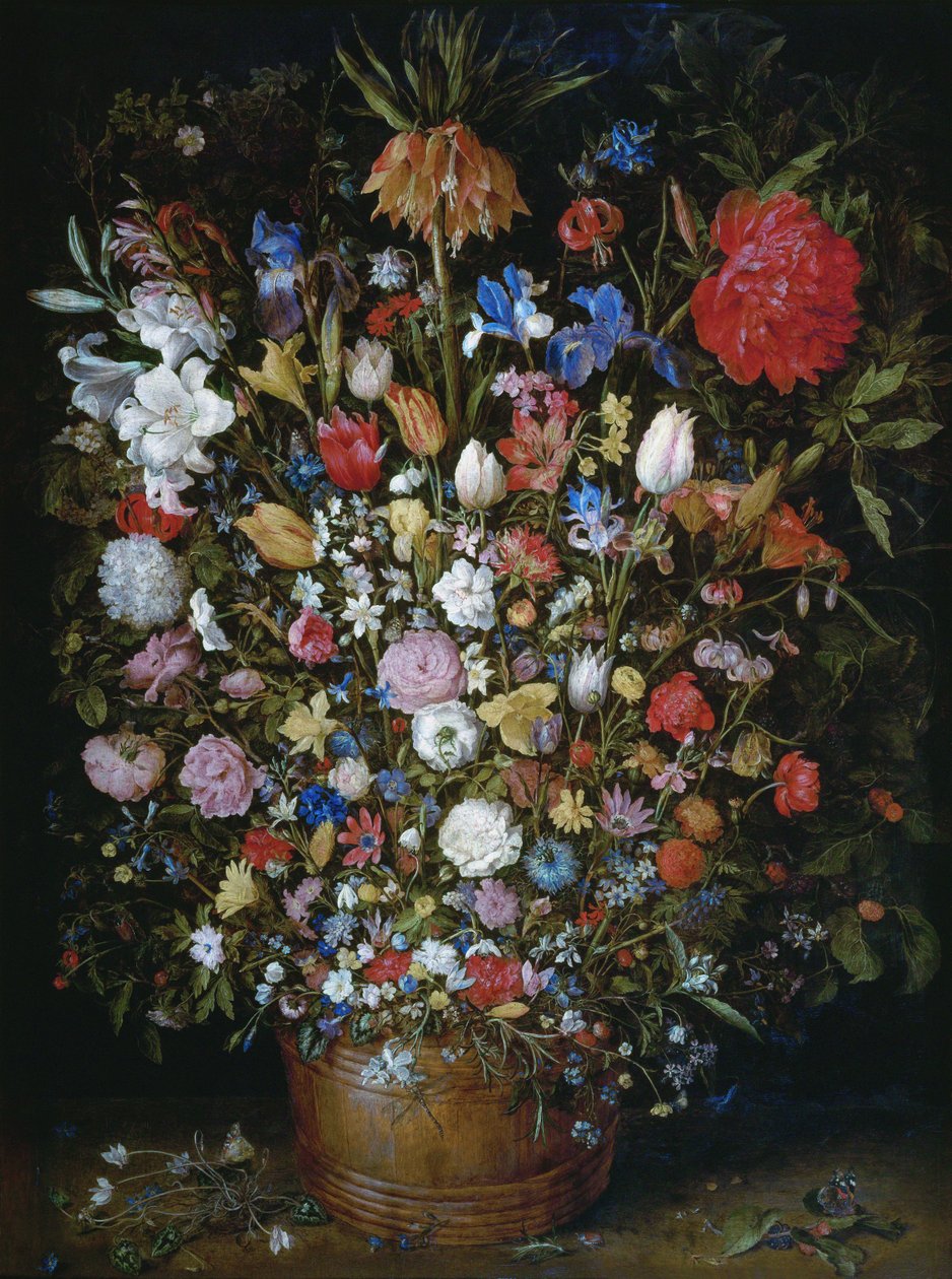 Fleurs dans un vase en bois - Jan Brueghel the Elder