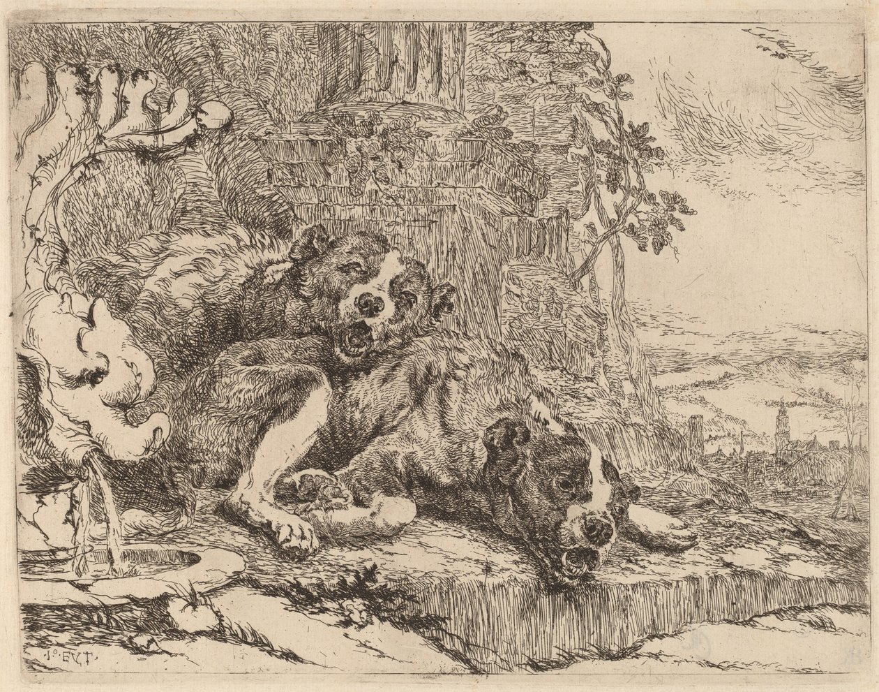 Deux mâtins près d
