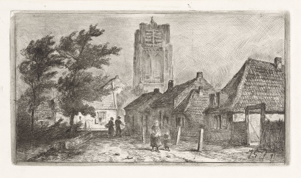 Vue de village avec clocher - Jan Gerard Smits