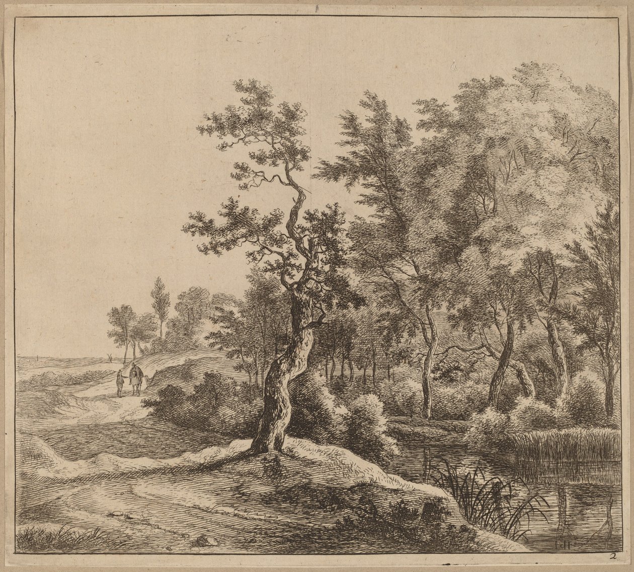 Paysage avec une route sinueuse - Jan Hackaert