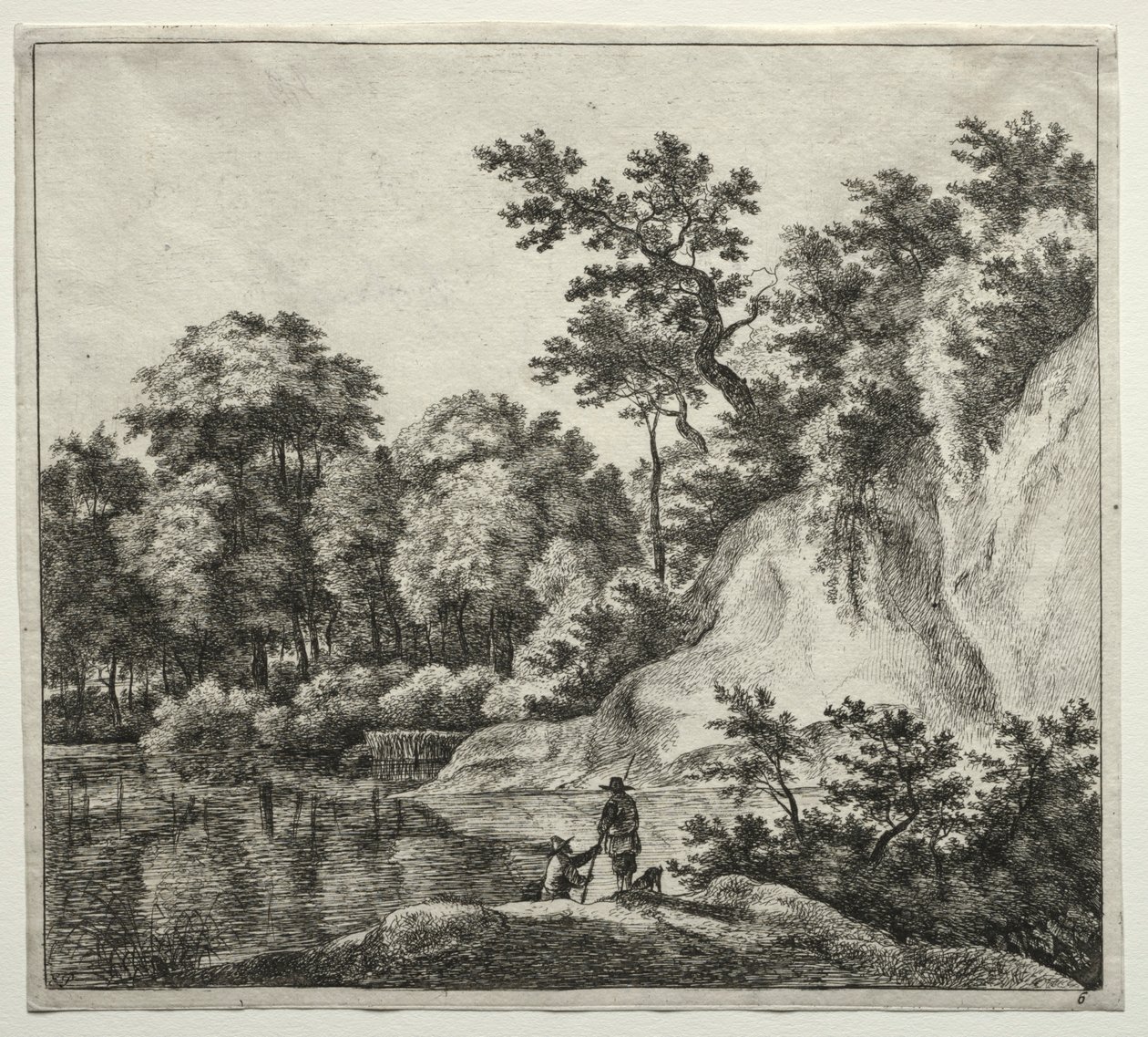 Le rocher baigné par la rivière - Jan Hackaert
