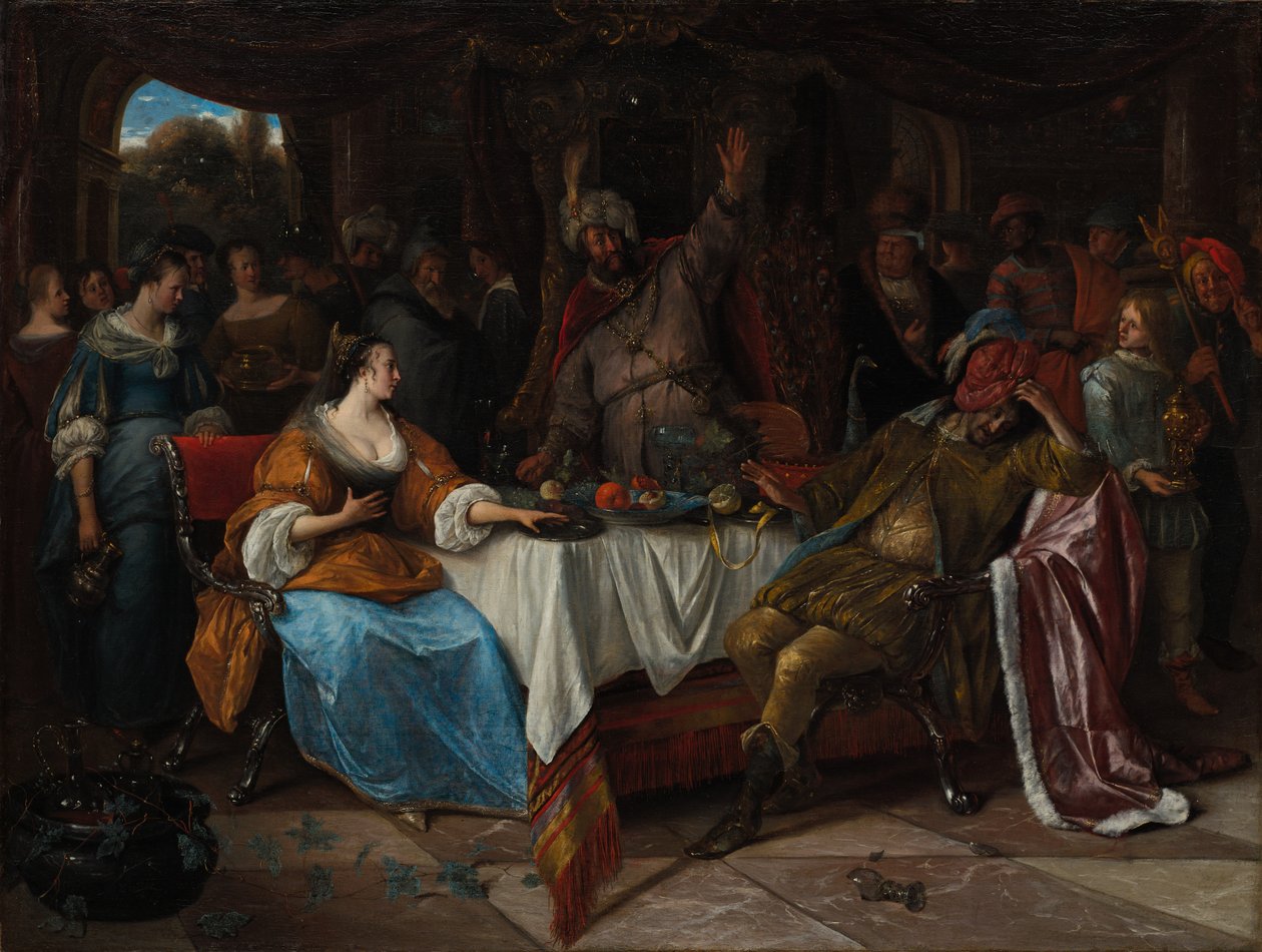 Esther, Assuérus et Haman, vers 1668 - Jan Havickszoon Steen