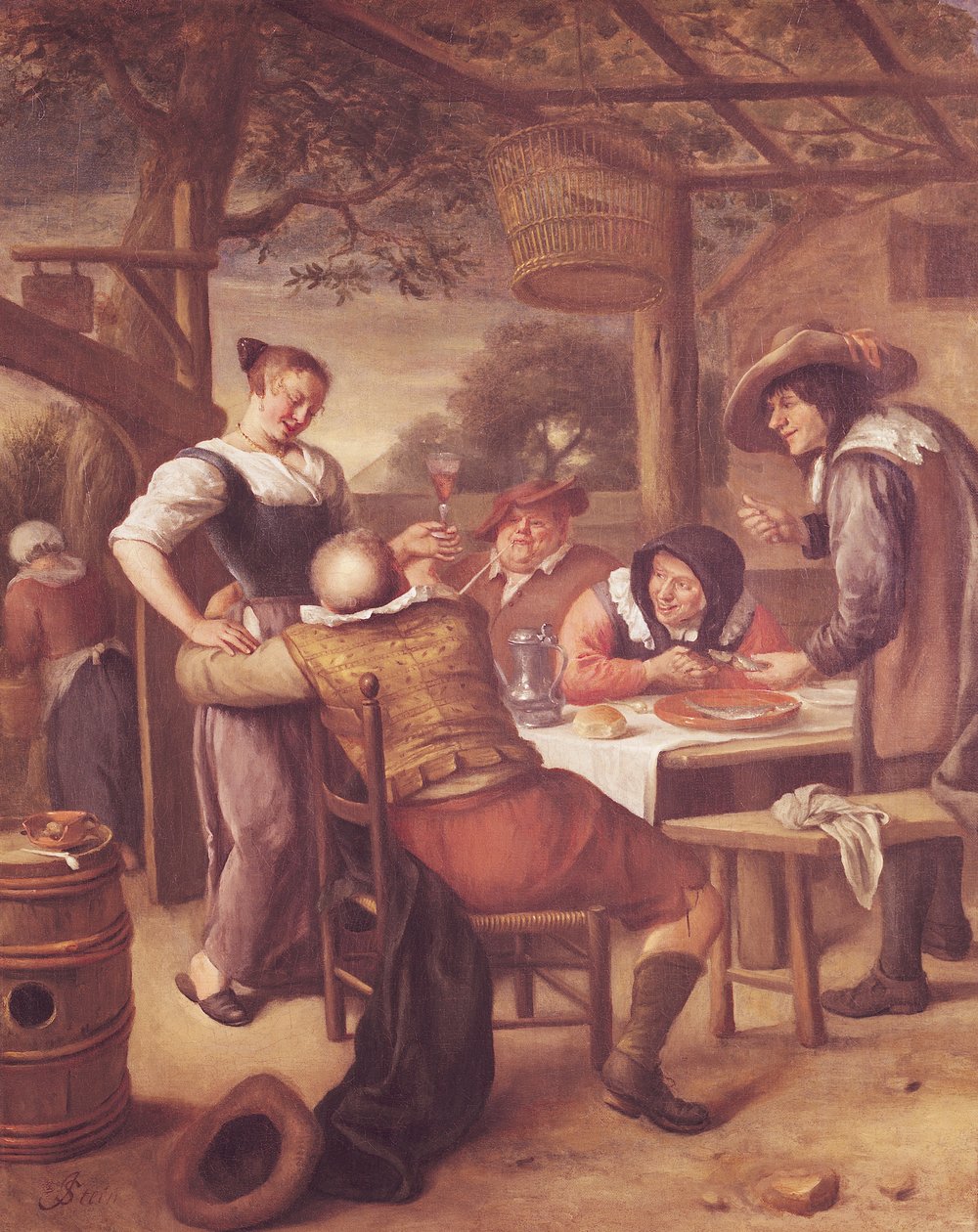 Compagnie joyeuse sous une crèche - Jan Havickszoon Steen