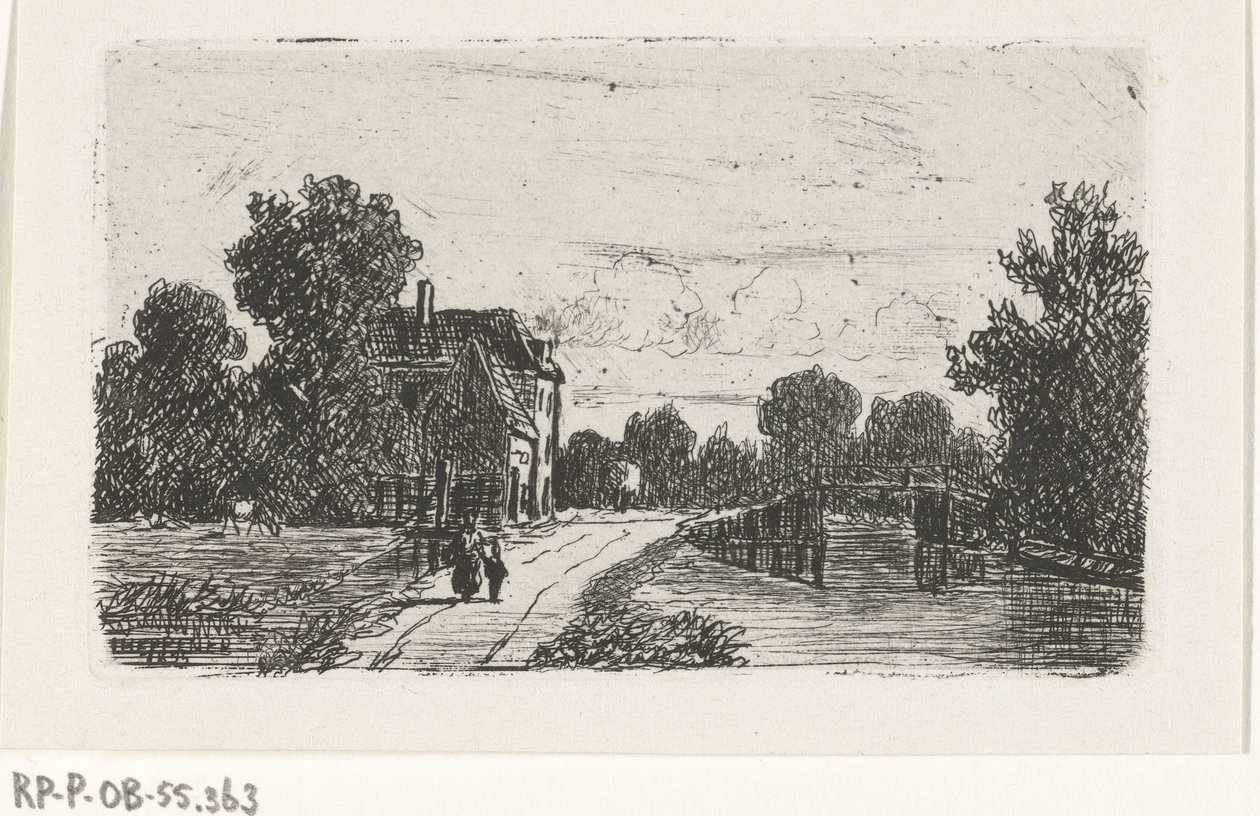 Paysage avec un pont sur un canal - Jan Heppener