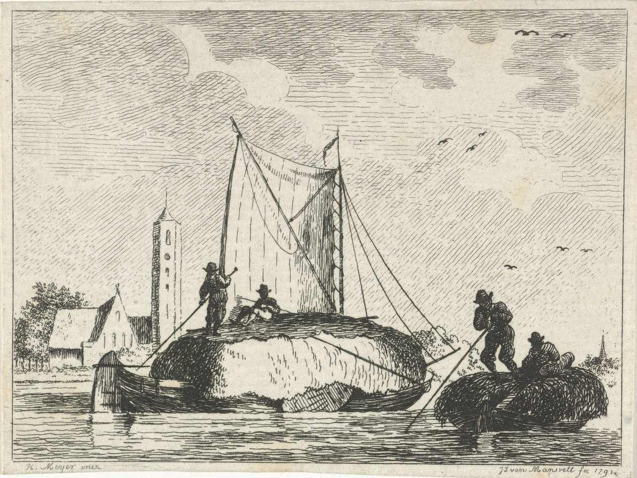 Deux barges de foin - Jan Izaak van Mansvelt