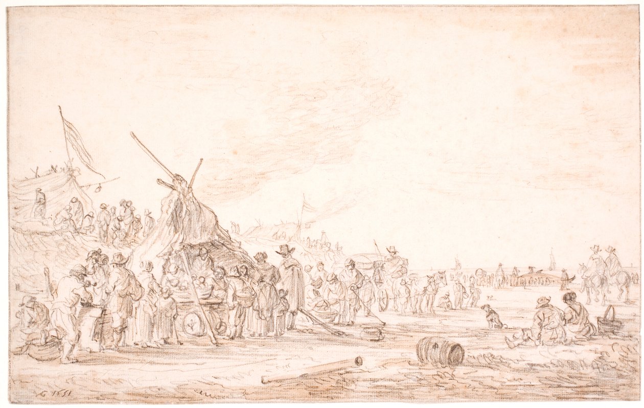 Paysage côtier avec une baleine échouée - Jan Josefsz van Goyen