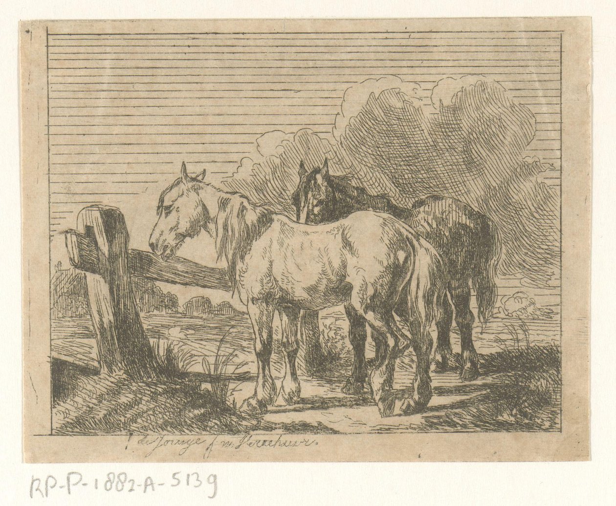 Prairie avec deux chevaux - Jan Karel Jacob de Jonge