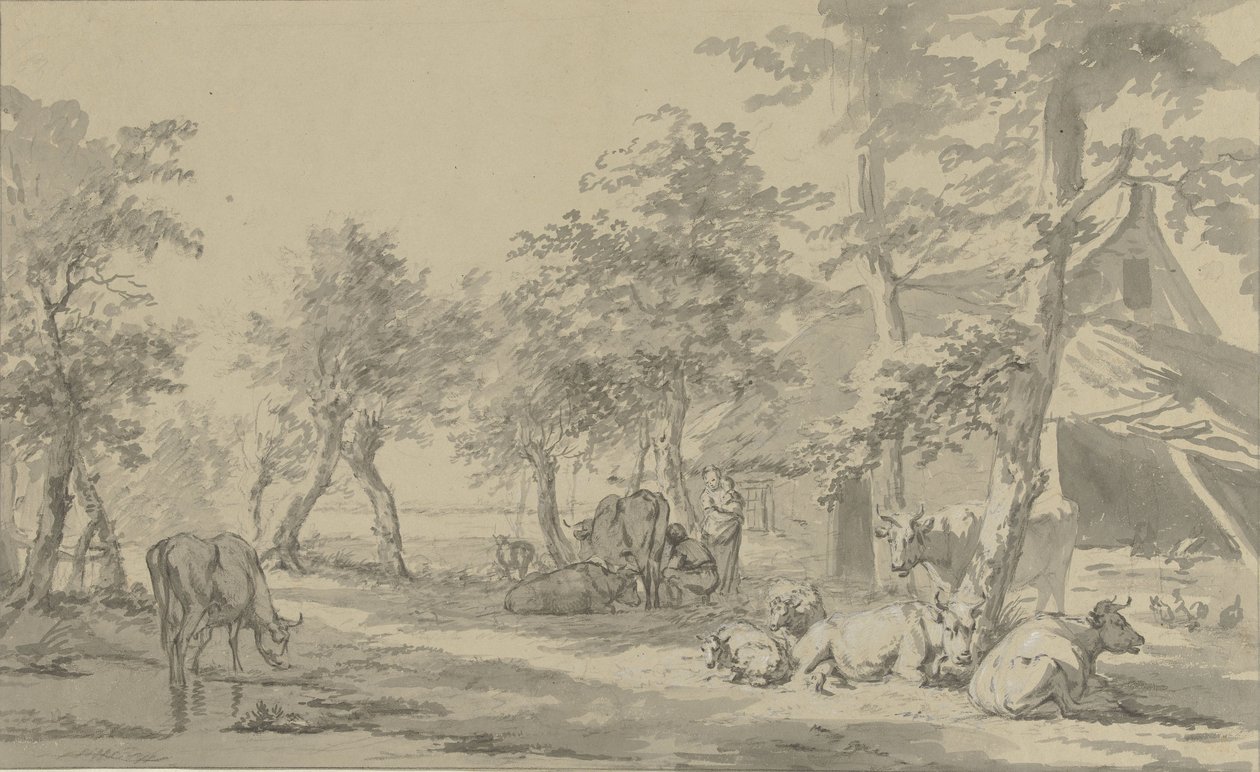 Bétail sous des arbres près d