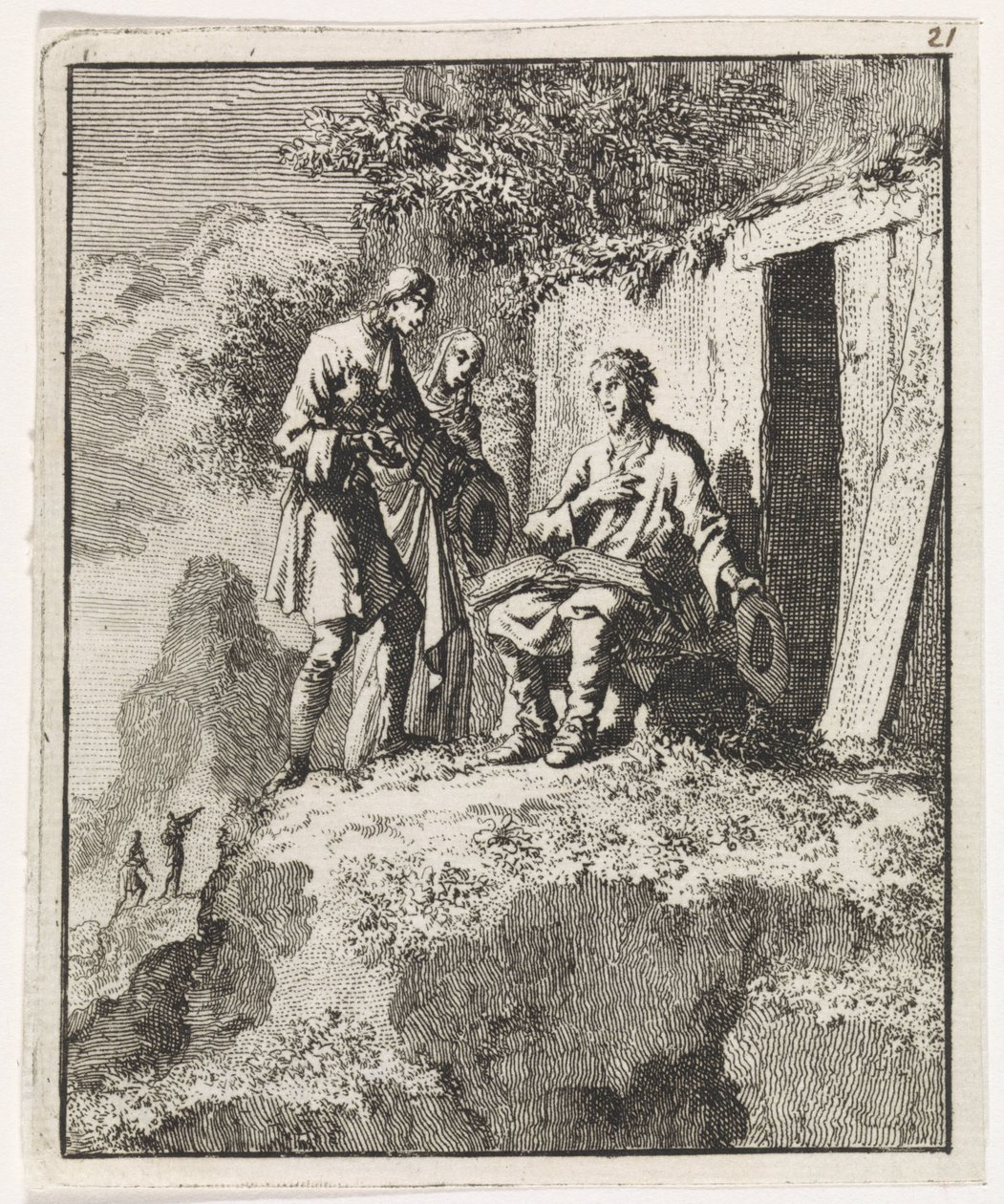 Ermite visité par deux figures - Jan Luyken