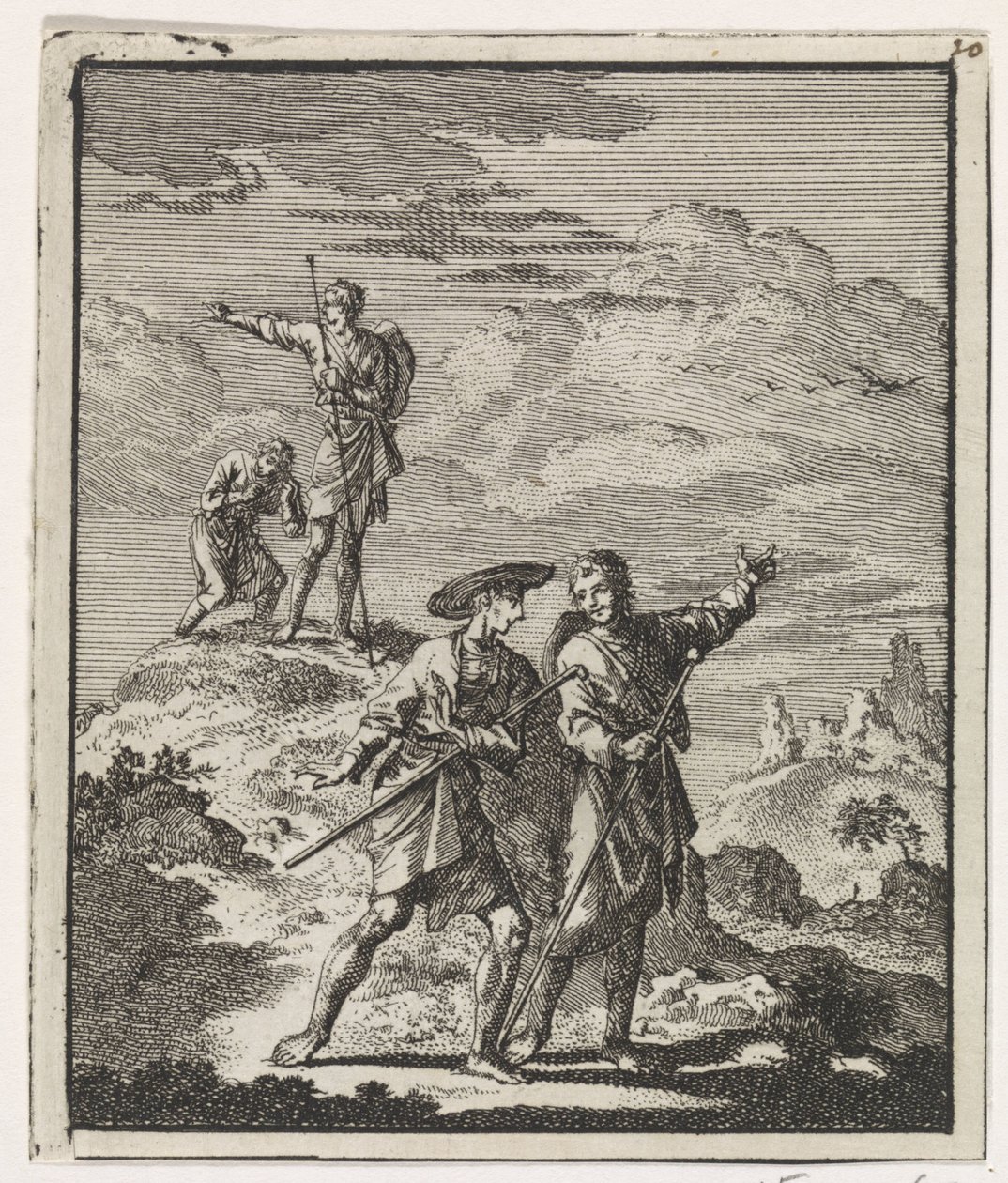 Pèlerins dans un paysage montagneux - Jan Luyken