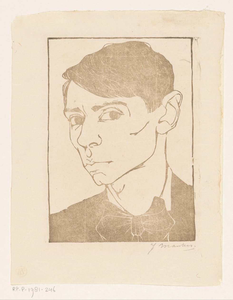 Autoportrait avec nœud papillon - Jan Mankes (signed by artist)