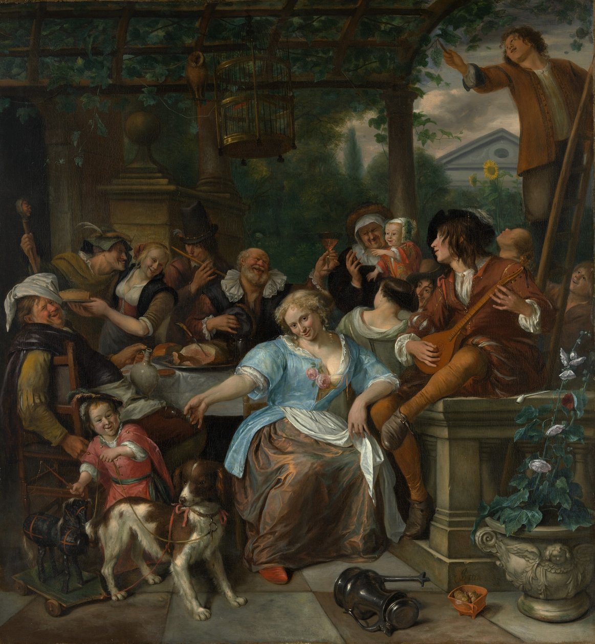 Compagnie joyeuse sur une terrasse - Jan Havickszoon Steen