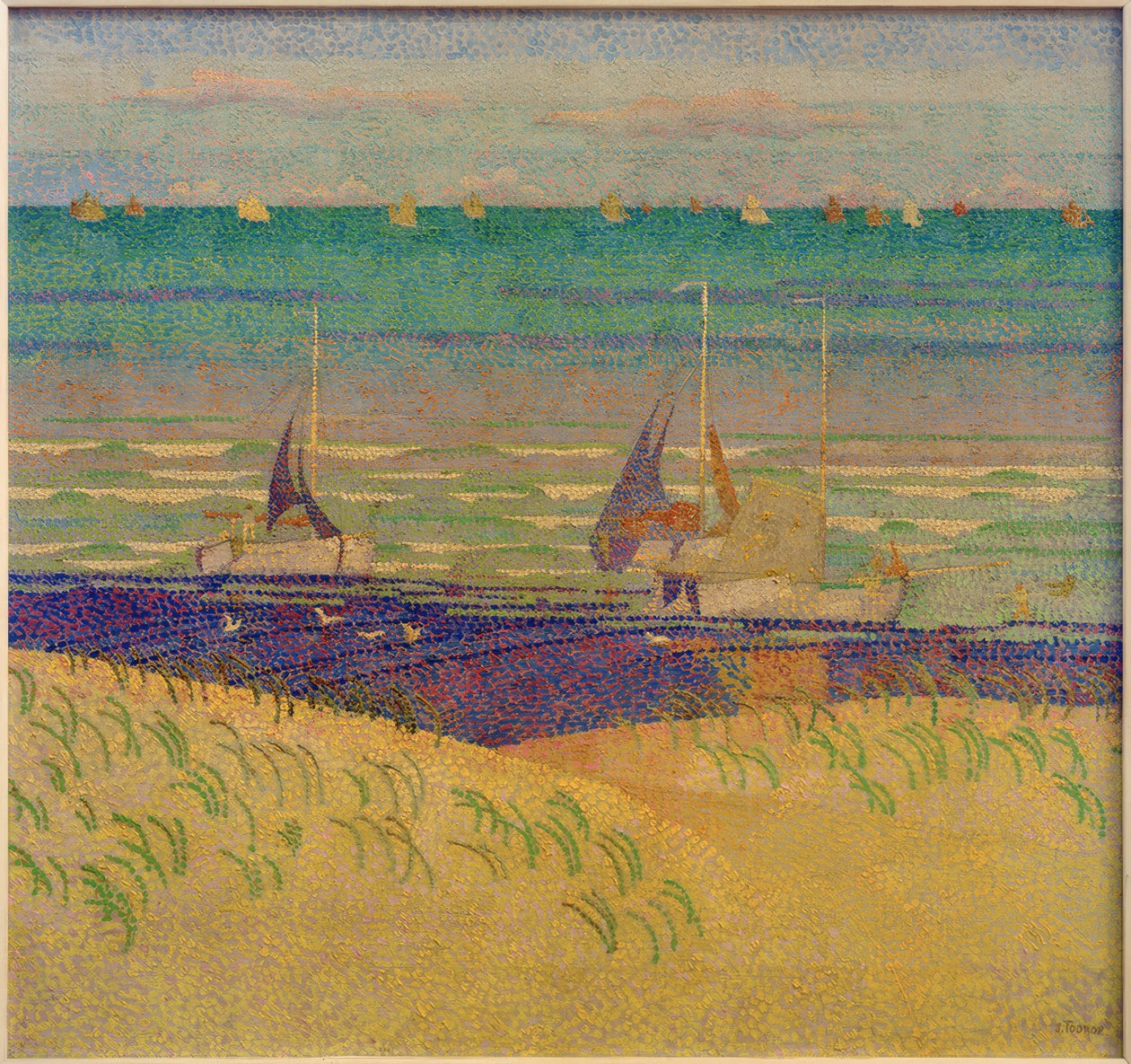 Paysage de dunes avec voiliers - Jan Toorop