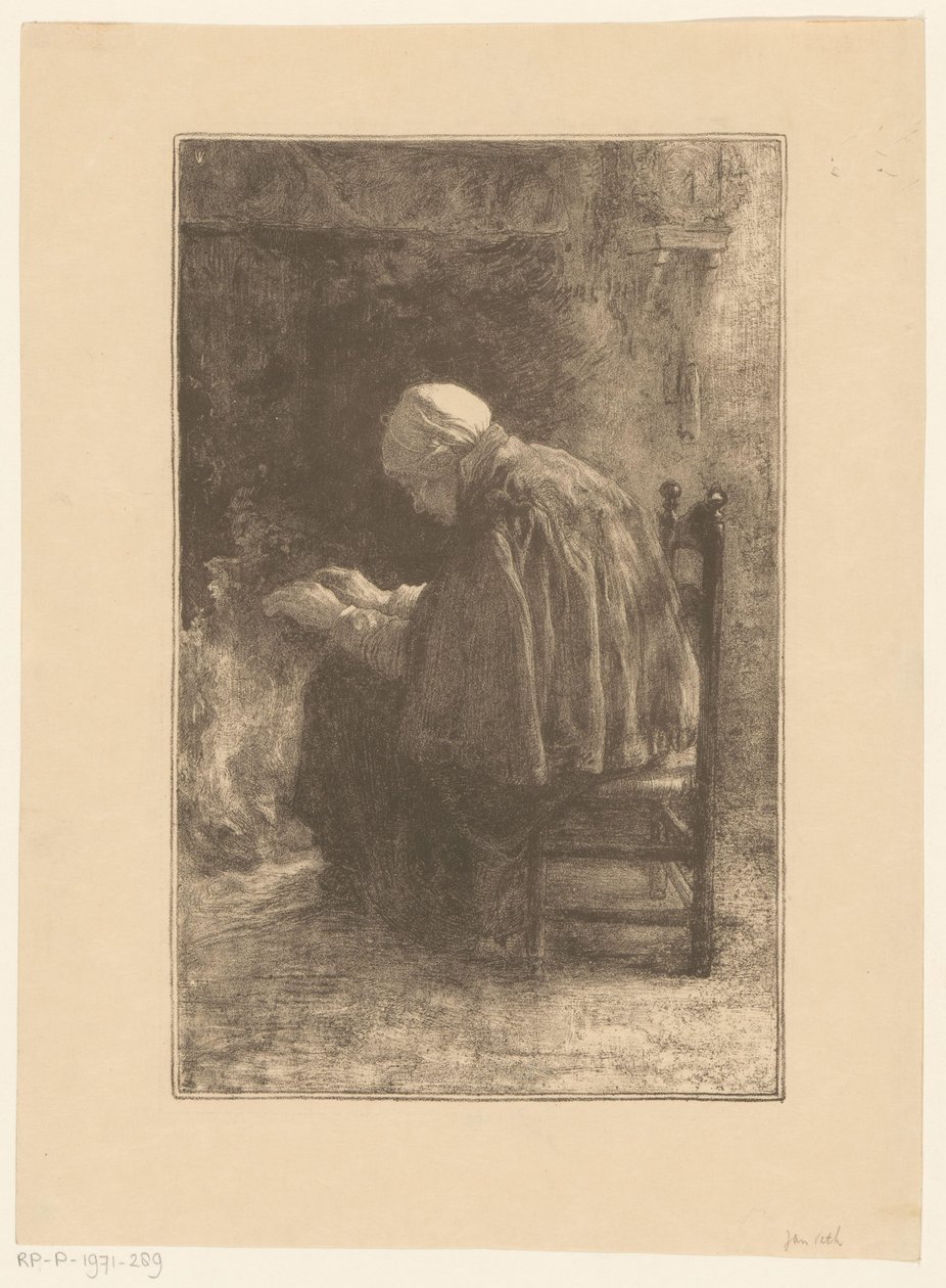 Vieille femme près du foyer - Jan Veth