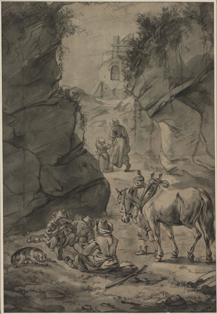 Paysans dans un paysage rocheux - Jan Wouwerman