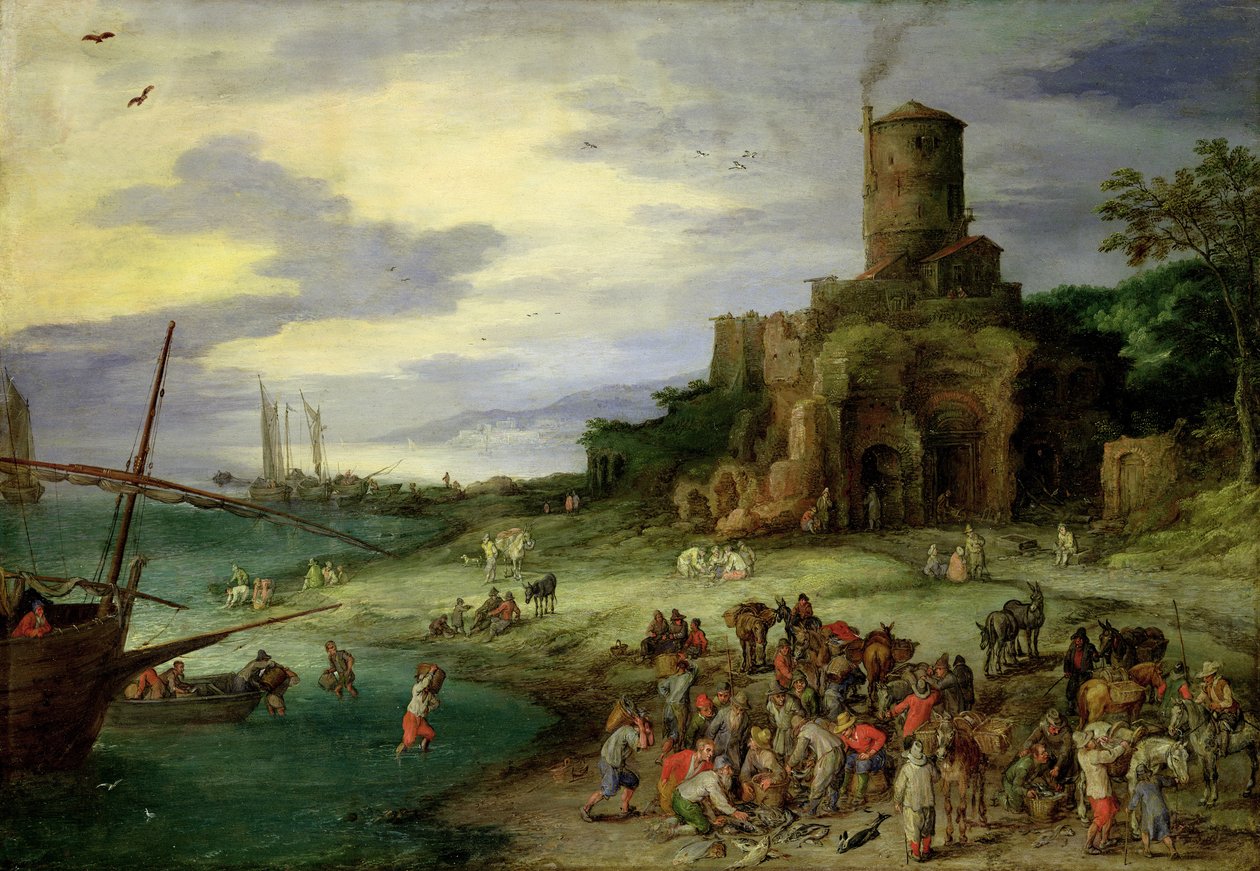 Pêcheurs sur le rivage - Jan the Elder Brueghel