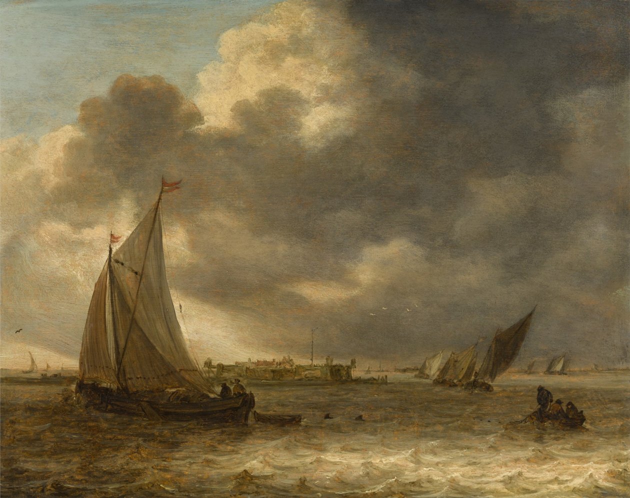 Paysage fluvial avec des bateaux à voile - Jan van Goyen