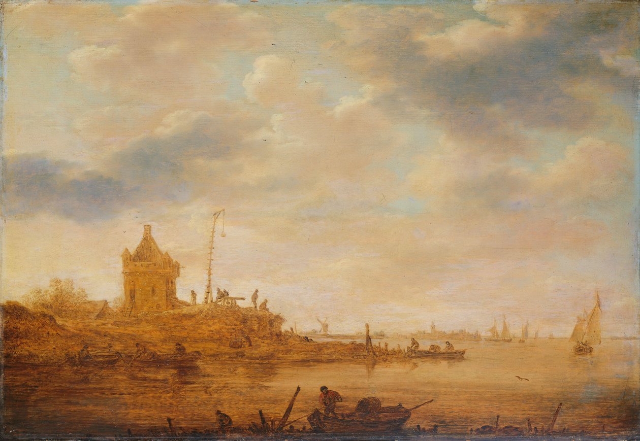 Vue de rivière avec poste de garde - Jan van Goyen