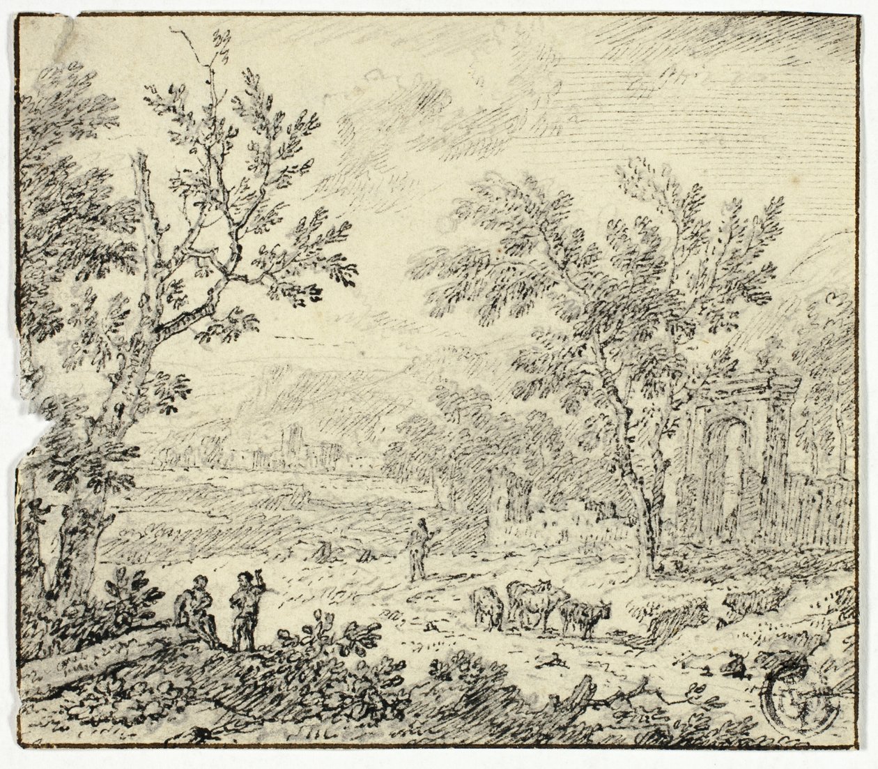 Paysage avec chèvres, chevrier et ruines - Jan van Huysum