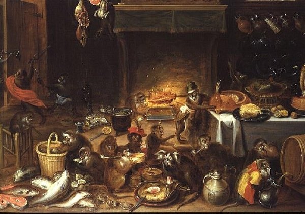 Singes festoyant - Jan van Kessel the Elder