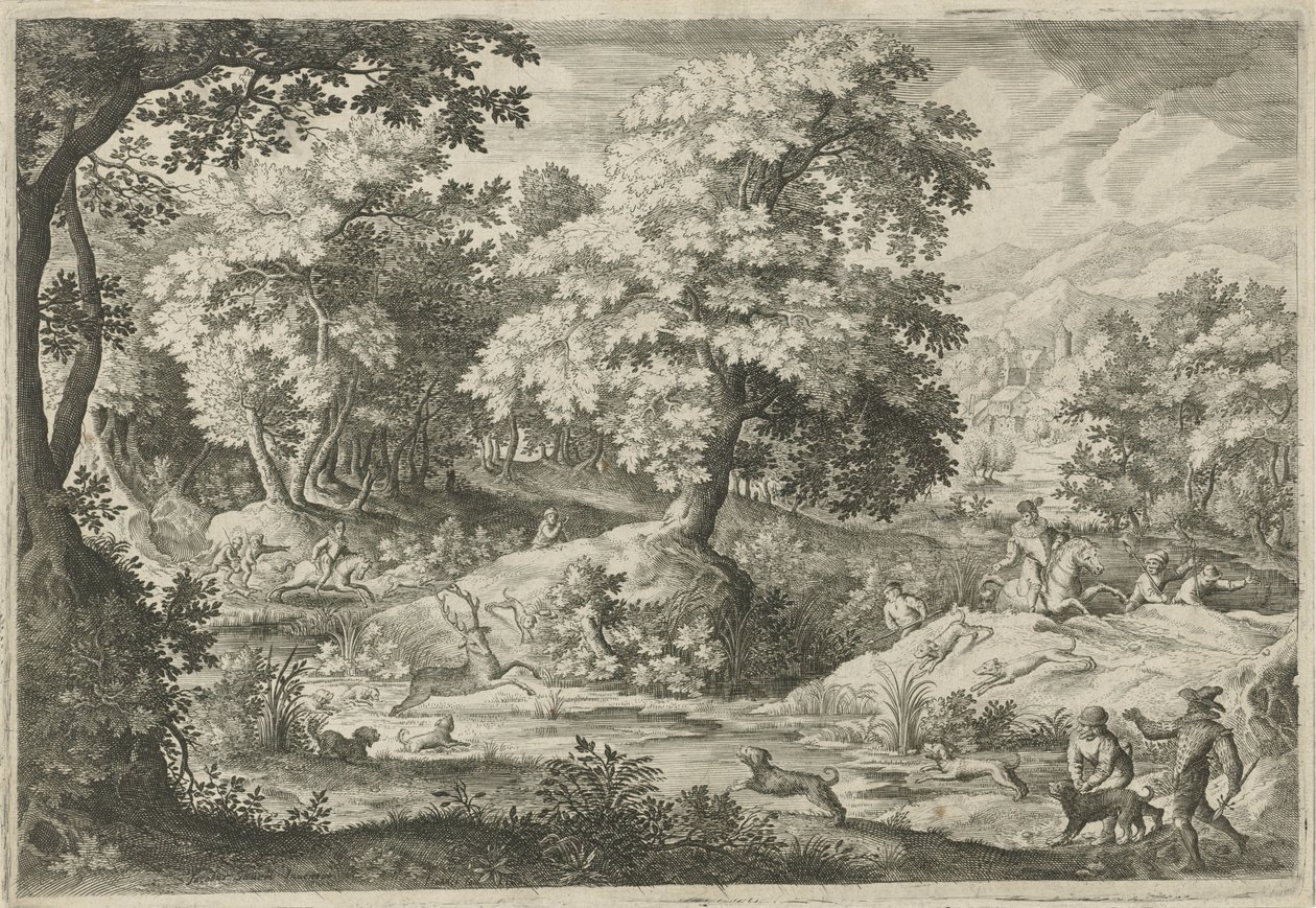Chasse au cerf dans un marais - Jan van Londerseel