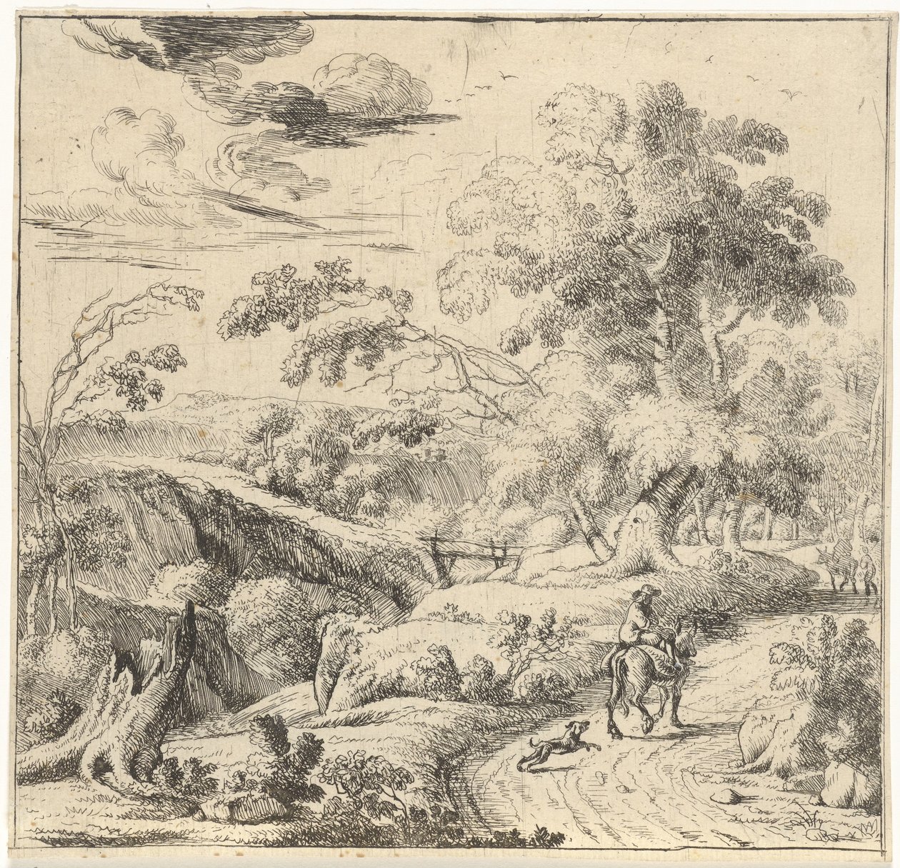 Paysage avec un cavalier sur un âne - Jan van Nickelen