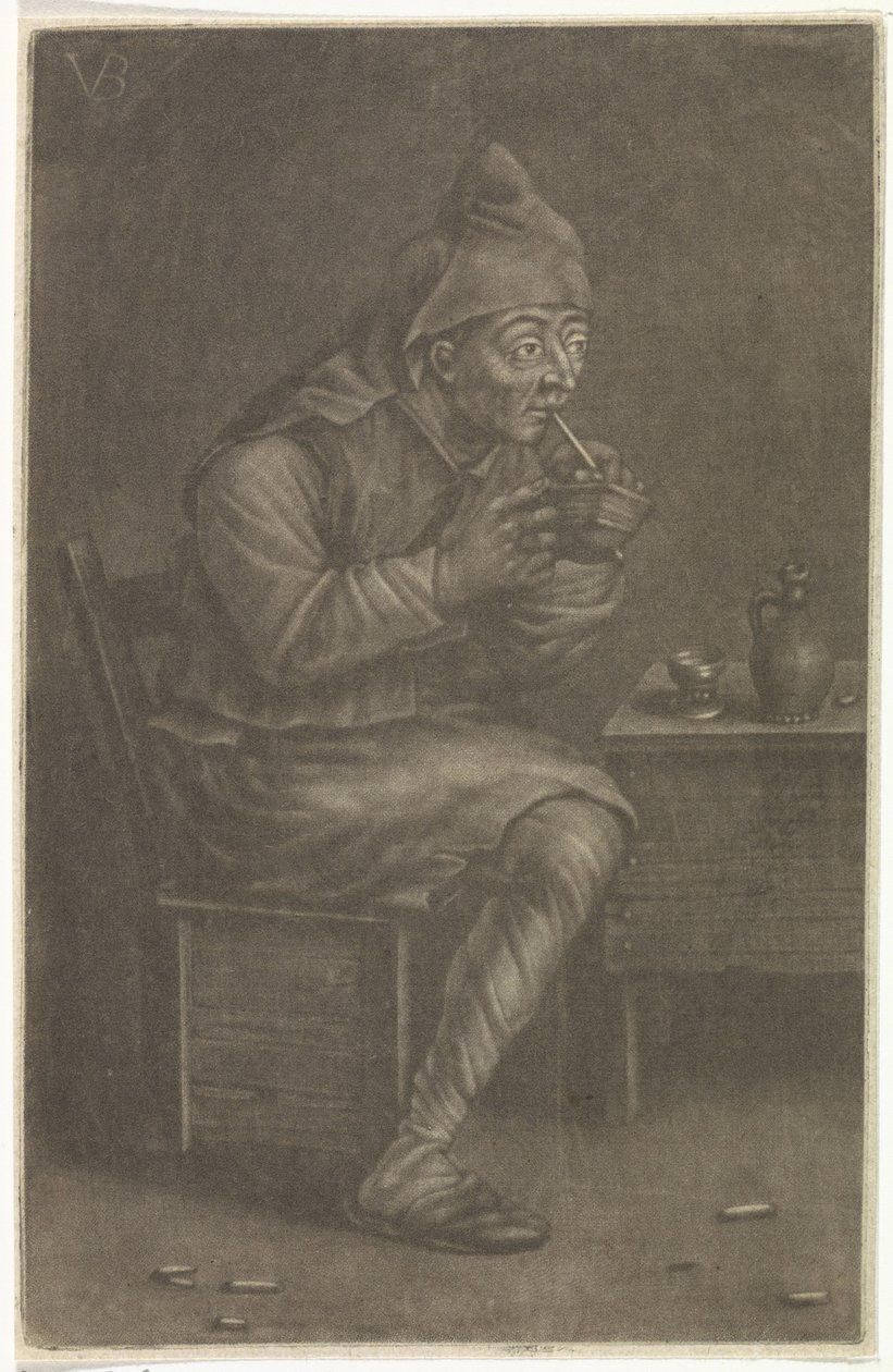 Homme allumant sa pipe - Jan van der Bruggen