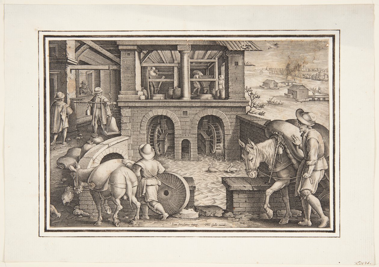 Un moulin à eau - Jan van der Straet, called Stradanus