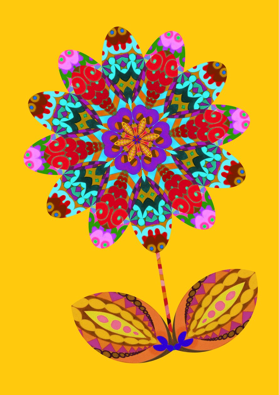 Découpe de fleur sur jaune - Jane Tattersfield
