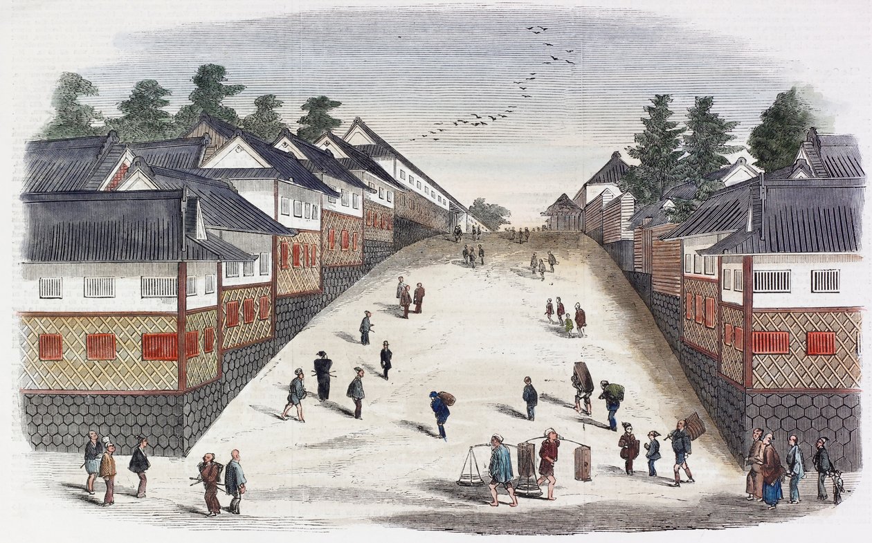 Une rue dans le quartier des Princes, Jeddo - Japanese School