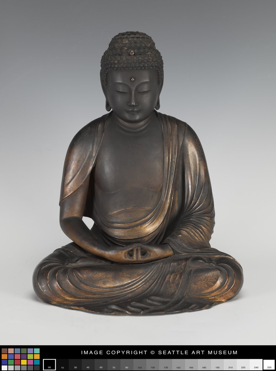 Bouddha Amida sur un piédestal de lotus - Japanese School