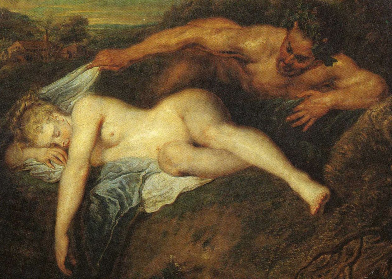 Nymphe et Satyre, aussi connu sous le nom de Jupiter et Antiope (détail) - Jean Antoine Watteau