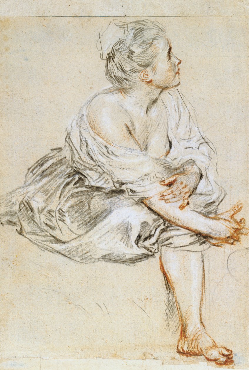 Jeune femme assise - Jean Antoine Watteau